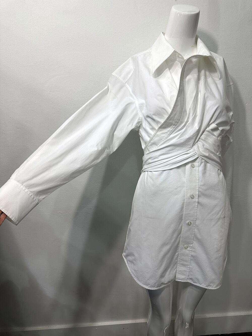 T by Alexander Wang Cross Drape Shirt Mini Dress White Cotton Women's Size 2